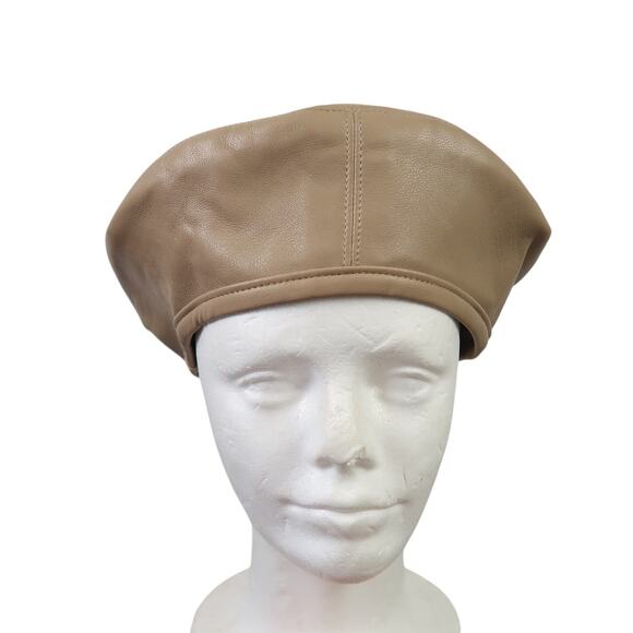 Stand Studio Freida Tan Faux Leather Beret Hat main image 7